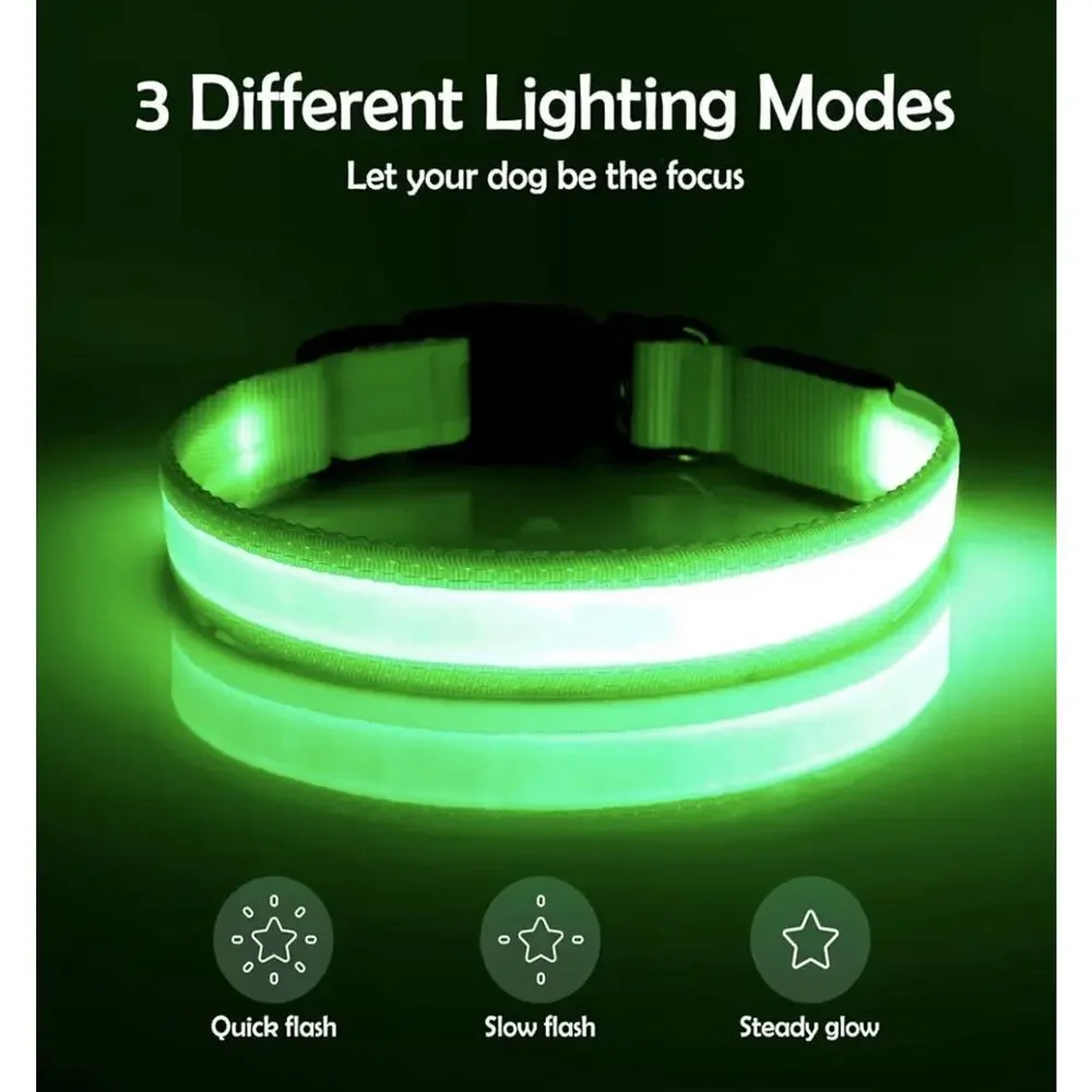 Rechargeable Bright Safety Pet Collar for Cats Small Dogs Green, X-Small